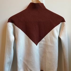 Cynthia Rowley Rust and Cream Colorblock Mockneck Sweater